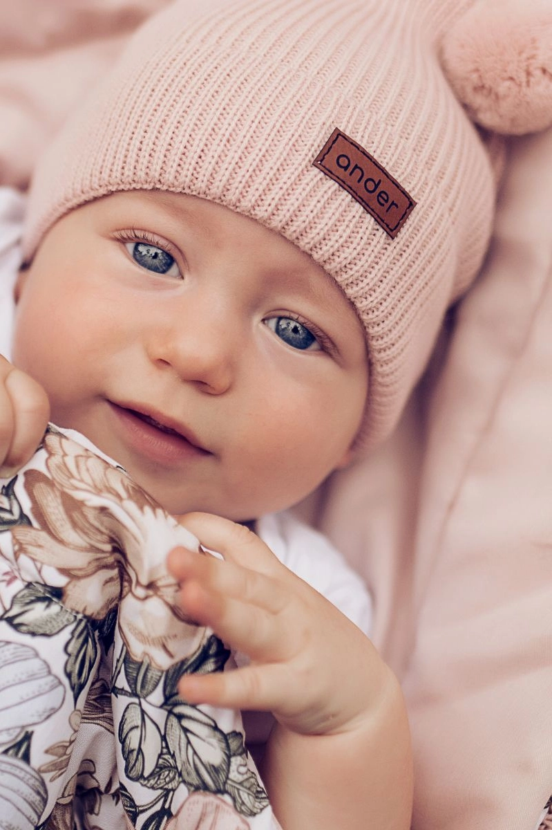 Hochwertige Babymütze mit Teddyohren aus 100% Merinowolle