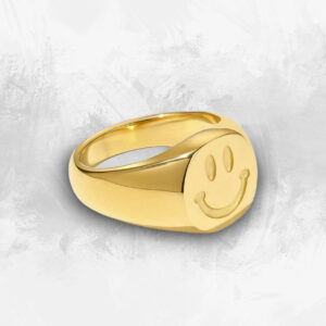 Edelstahlring Smile, goldplaniert